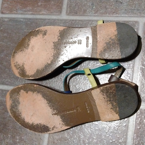 bottega veneta classic mink green yellow blue braided leather thong sandal 38 - Picture 8 of 10